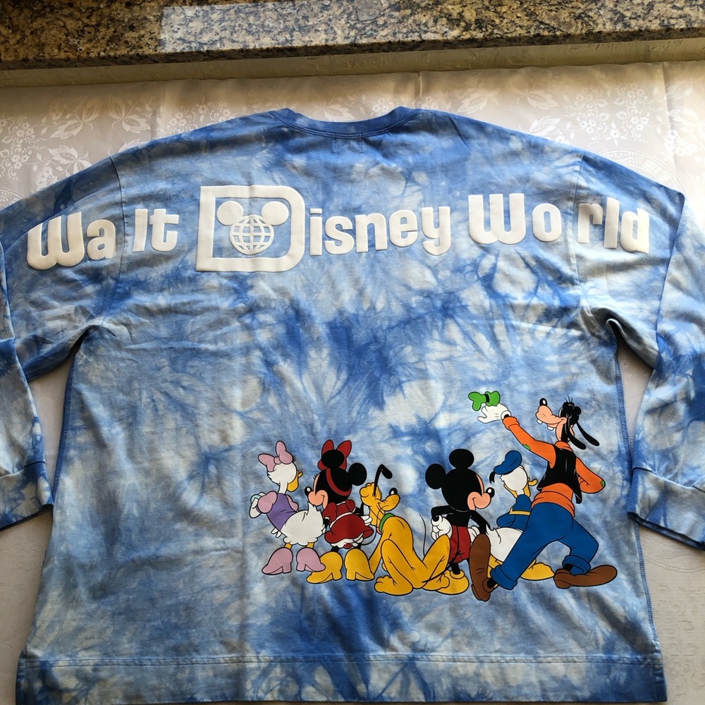 Walt Disney World Men’s Size XL Blue/White Tie-Dye Sweatshirt Mickey And Friends